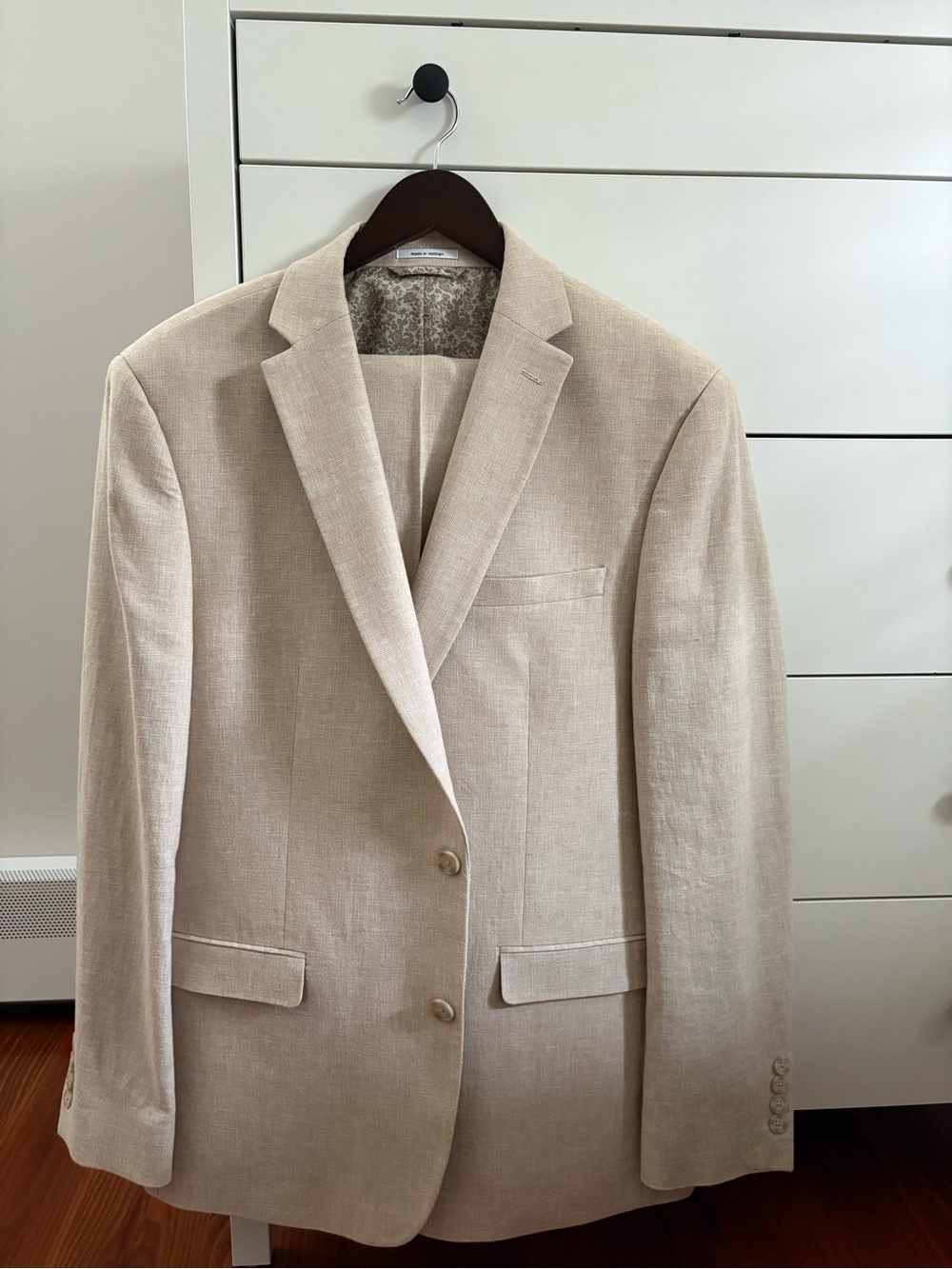 Bar III Cream Beige Linen-Blend Two-Button Blazer